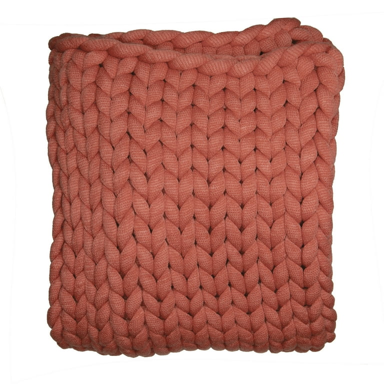 Throw Blanket Chunky Knit Rust by Donna Sharp Contemporary Decorative Throw Blanket with Over Sized Loop Pattern