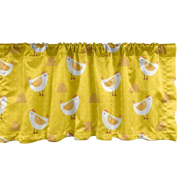Ambesonne Polka Dot Window Valance, Dots Chicken Haystack, 54" X 12", Earth Yellow Yellow