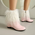 thumbnail image 2 of Mostsola Ankle Boots for Women Winter Warm Cute Fuzzy Snow Boots Hidden Wedge Zipper Booties, 2 of 6