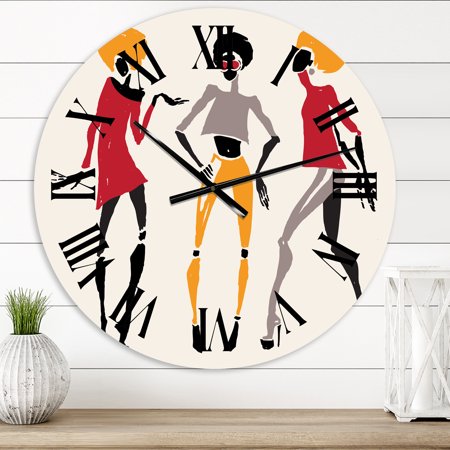 Designart 'African American Women Silhouettes I' Modern Wall Clock