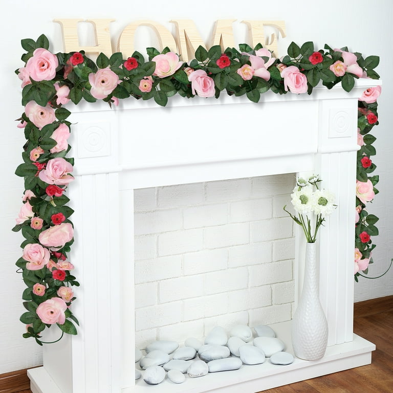 YOLETO 4 Pack Artificial Flower  for Decoration, Fake Floral Artificial Rose Vines (Mix Pink)