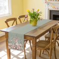 thumbnail image 6 of Happy Easter Table Runner, Easter Rabbit Pink Floral Leaf Sage Green Background Cotton Linen Kitchen Table Decoration Washable Dining Tabletop Runners for Home Party Decor 13x60 Inches, 6 of 9
