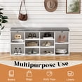thumbnail image 5 of Mvvte Shoe Bench with Removable Fabric Pad, Storage Bench with Padded Seat, Entryway Bench with 10 Cubbies, for Bedroom, Mudroom, Hallway & Closet (White, 41"D x 11.2"W x 16.75"H), 5 of 8