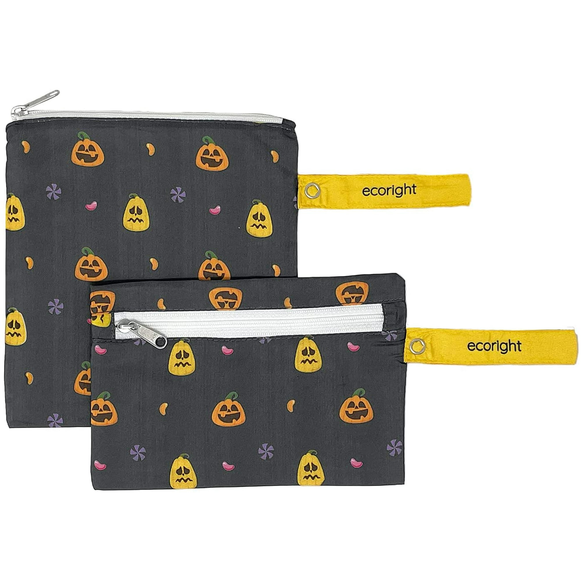 100 RECYCLED Reusable Snack Bags and Sandwich Bag for Kids Adults by EcoRight Food Grade BPA Free Reusable Food Pouches Lunch Bags Set of 2 Jack o lantern Jack o lantern