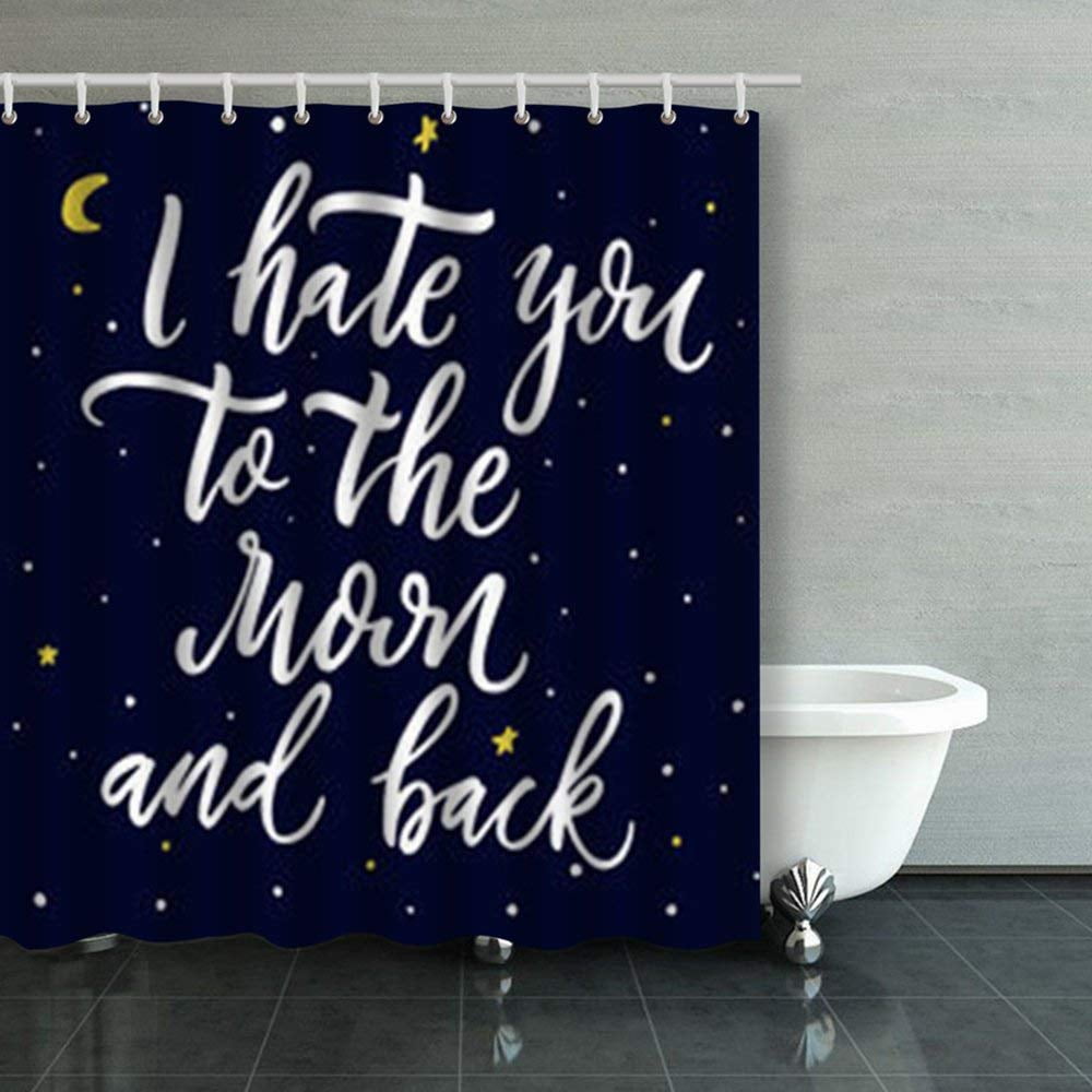 BPBOP Hate You Moon Back Hand Drawn Funny Quote Shower Curtains