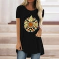 thumbnail image 1 of CHGBMOK Hauts Grande Taille pour Femmes Mode Décontractée Imprimé Col Rond Ample Manches Courtes T-shirt Blouse Pull Été Plage en Solde, 1 of 5