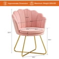 thumbnail image 2 of NALYL Chair with Back, Upholstered Accent Chair for Living Room, Makeup Chair for Bedroom Sherpa ArmChairs Home Office Desk Chair with Gold Metal Legs (Pink), 2 of 9