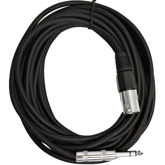 Seismic Audio - 25 Foot Black XLR Male to 1/4" TRS Patch Cable Snake Cords - NEW Black - SATRXL-M25Black