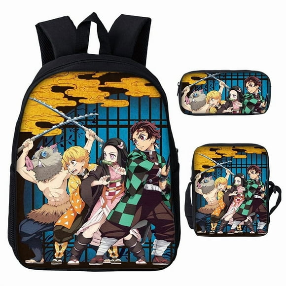 3D Demon Slayer Backpack Cartoon Backpack Three-Piece Printing