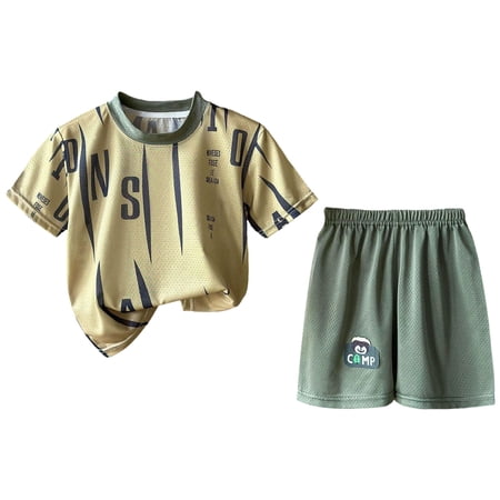 Emitonse Toddler Baby Boys Clothes Boys And Summer Cloths Boys Childrens Summer Short Sleeve T Shirt Shorts Set Casual Baby 2pcs Set AG Size 18-24 Months