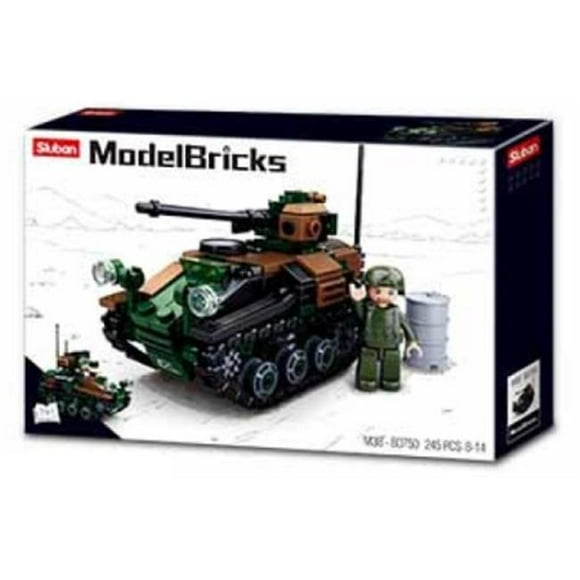 Texas Toy Distribution 750 Model Bricks 2-in-1 Wiesel Armored Weapons Carrier Building Brick Kit, 245 Piece