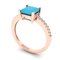 thumbnail image 2 of 1.62 ctw Solitaire with Zirconia Diamond Accents Anniversary Ring for Women | Princess Cut Simulated Turquoise | Hyperallergenic Solid 18K Rose Gold, 2 of 5