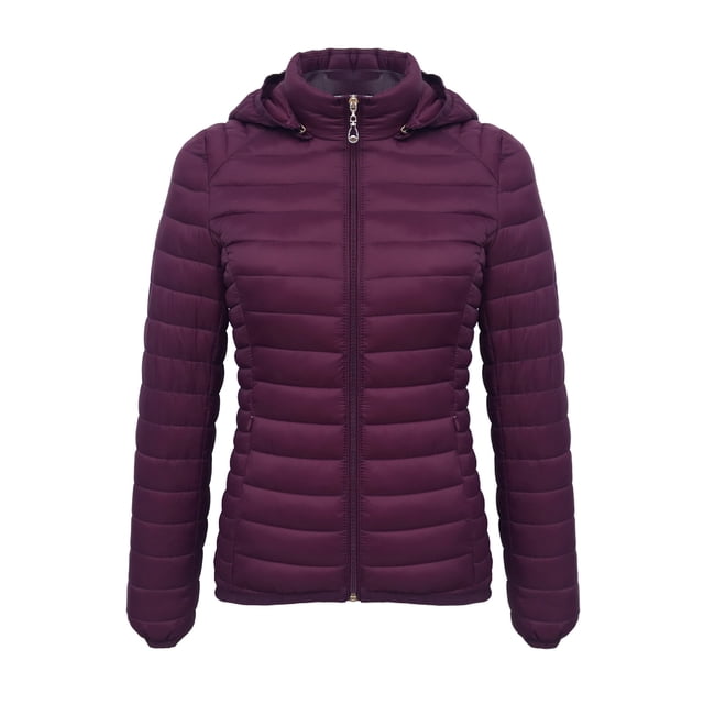 Lovzfmll Women's Lightweight Jacket, Solid Color Long Sleeve Zipper with Pocket Purple, S