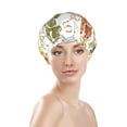 thumbnail image 3 of Kdxio Cartoon Monkey Print Shower Cap for Women,Elastic and Reusable,Double Waterproof Layers Bathing Hat, 3 of 9