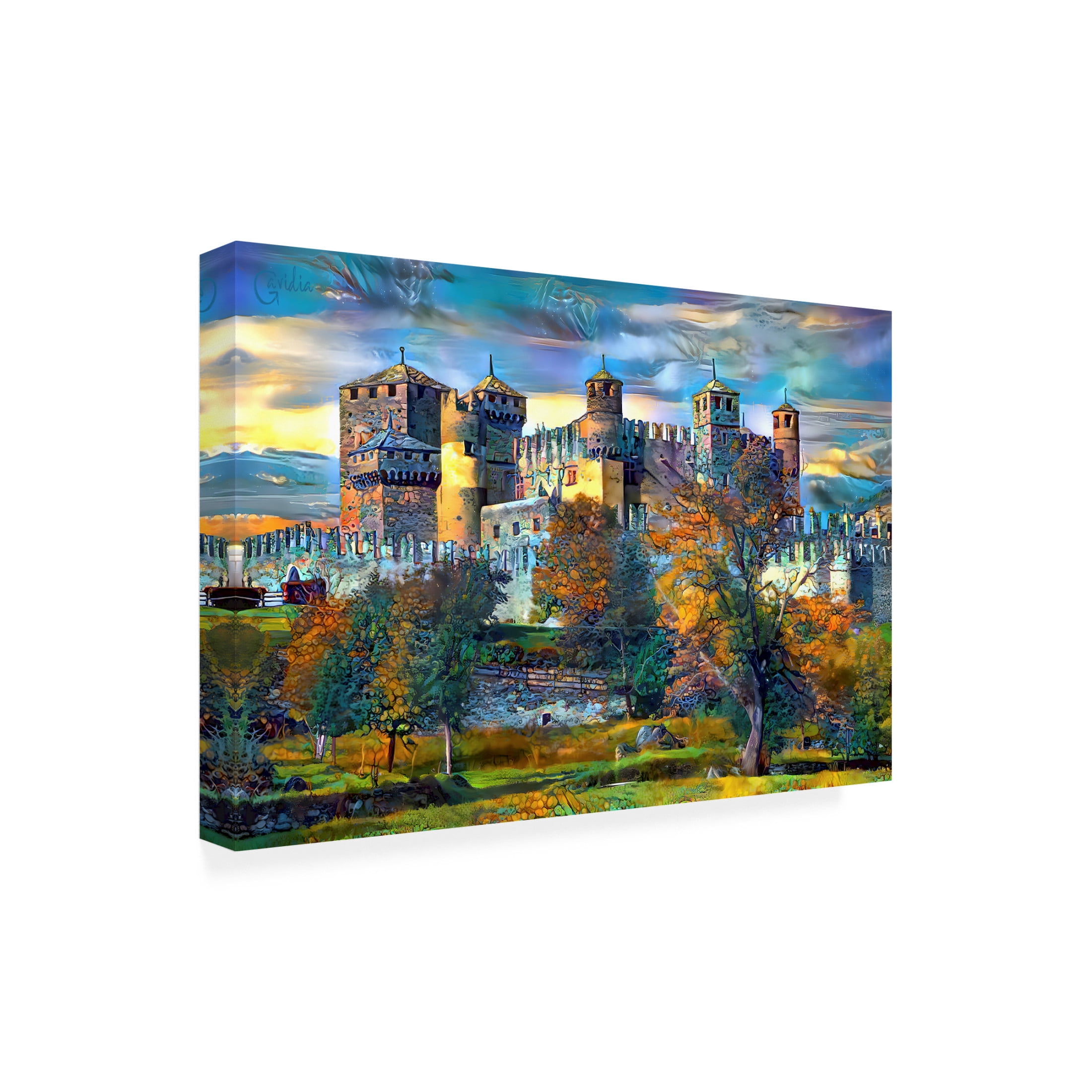 Canvas Wall Art - Pedro Gavidia 'Italy Aosta Valley Fenis Castle' Wall Art for Living Room, Bedroom, or Office Décor by Trademark Fine Art - 19 x 12 Inches