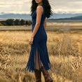 thumbnail image 5 of Asgosdo Women Dresses Summer Sleeveless Front Zipper Tassel Bodycon Slim Fit Trendy Vacation Maxi Dress, 5 of 5