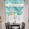 thumbnail image 3 of Teal Coastal Beach Balloon Curtains for Living Room/French Door, Nautical Starfish Coral Vintage Wooden Tie Up Curtains 63 Inch Length Energy Saving Kitchen Curtains Shades for Windows 42"x63", 3 of 8