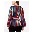 thumbnail image 2 of I-N-C Womens Candied Stripe Wrap Blouse, Multicoloured, Small, 2 of 2