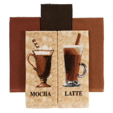 Mainstays Kitchen Towels, Mocha, 5-Pack