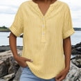 thumbnail image 7 of Womens Work Clothes Kelon Short Sleeve Blouses for Women V Neck Linen Cotton Fashion Boho Clothes Dressy Casual Trendy Clothes, 4XL, 7 of 7