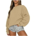 thumbnail image 1 of ameIAEA Womens Sweatshirt Solid Color Crewneck Long Sleeve Loose Pullover Tops Fall Clothes, 1 of 5