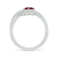 thumbnail image 2 of ANGARA Natural Solitaire Oval Ruby Twisted Ribbon Ring with Pave Diamond Accents in 14K White Gold for Women (Size-6x4mm) | July Birthstone Jewelry for Her, 2 of 9