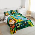 thumbnail image 3 of Homewish Kawaii Lion Elephant Giraffe Bedding Comforter Set 2pcs for Children Teens,Jungle Animal Twin Comforter Sets Microfiber,Botanical Plants Breathable Bedding Set,Luxury Bedroom Decor, 3 of 8
