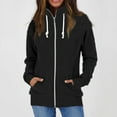 thumbnail image 2 of Pgeraug Womens Tops Long Sleeve Warm Hoodless Stcollar Solid Color Zip Jacket Winter Coats for Women Black M, 2 of 5