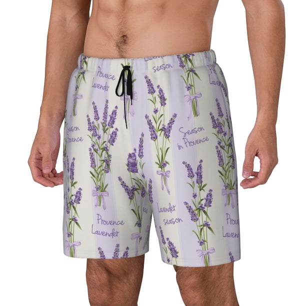 Fotbe Lavender Flowers Traje de Baño para Hombre – Shorts de Natación de Secado Rápido con Forro y Bolsillos-XX-Large