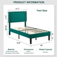 thumbnail image 2 of VECELO Set of 2 Twin Bed Frames, Modern Upholstered Platform Bed Frame with Button Tufted Adjustable Headboard, No Box Spring Needed, Dark Green, 2 of 10