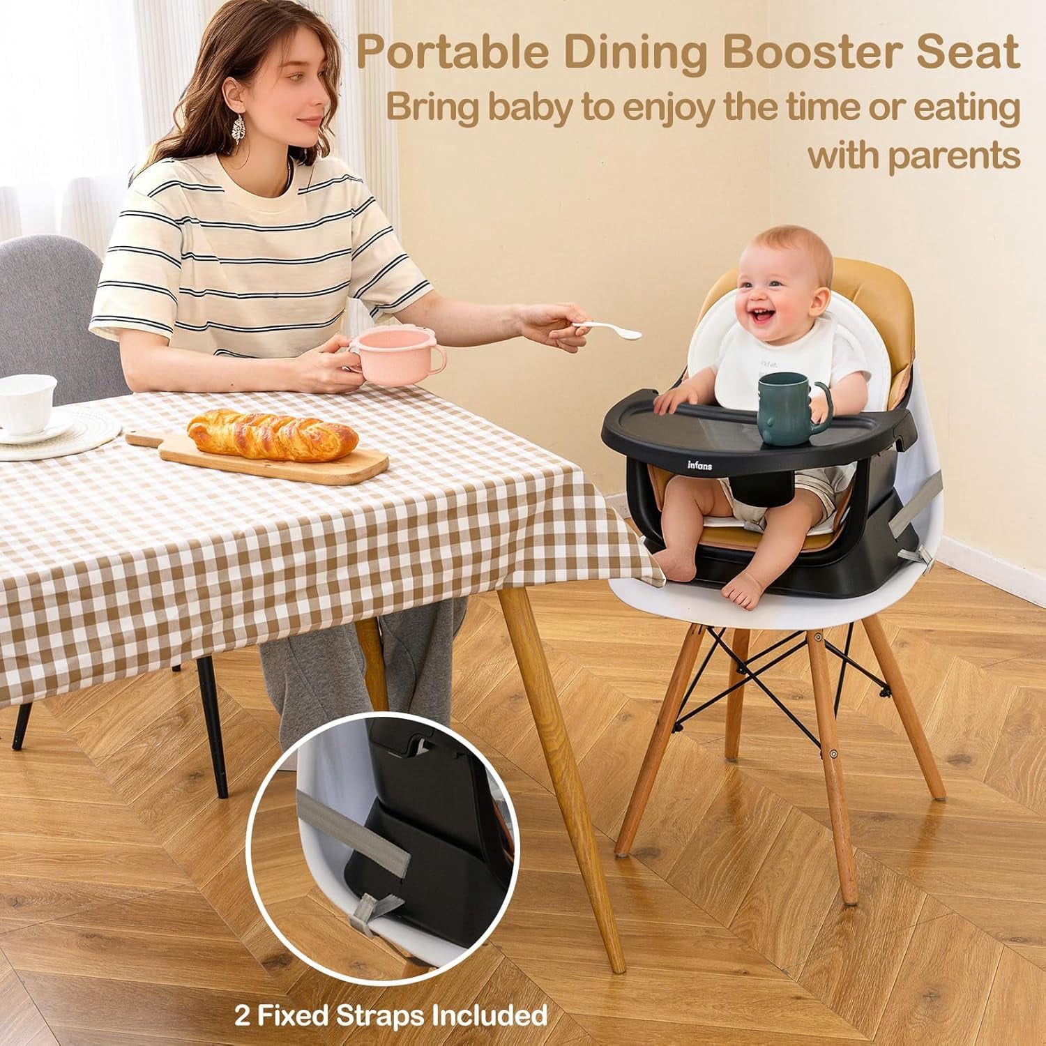 INFANS 9 in 1 High Chair, Convertible Baby Highchair for Babies and Toddlers, Table and Chair Set Building Block Infant Dining Booster Seat, Kids Stool with Activity Children Play Kitchen