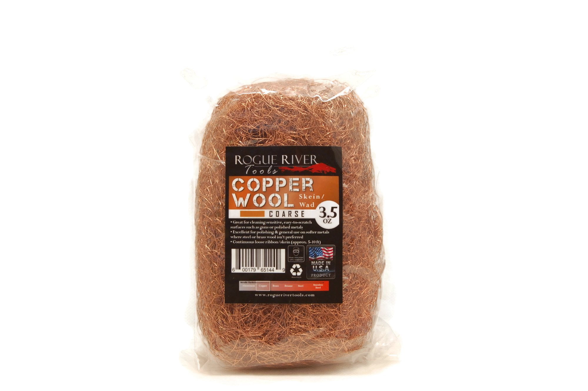 Copper Wool 3.5 Oz Skein/Pad by Rogue River Tools. (COARSE grade