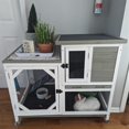 thumbnail image 7 of Aivituvin Upgrade Rabbit Hutch Rabbit Cage Indoor Bunny Hutch with Run Outdoor Rabbit House with Two Deeper No Leak Trays - 4 Casters Include (Mocca Color Without Bottom Wire Netting), 7 of 7