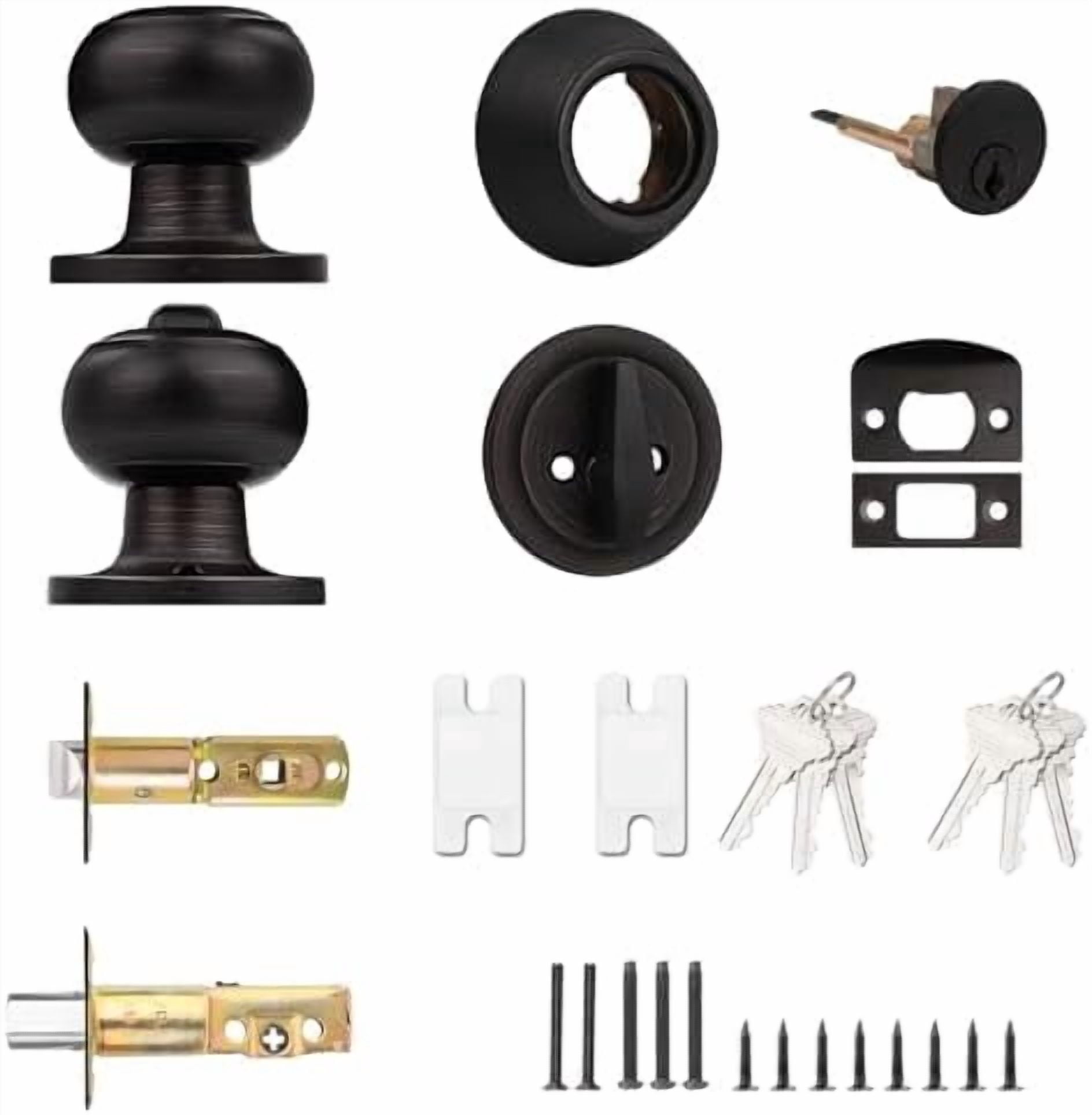 Entry Door Knob Keyed Alike with Single Cylinder Deadbolt Combination, Oil-Rubbed Bronze, 5 Pack