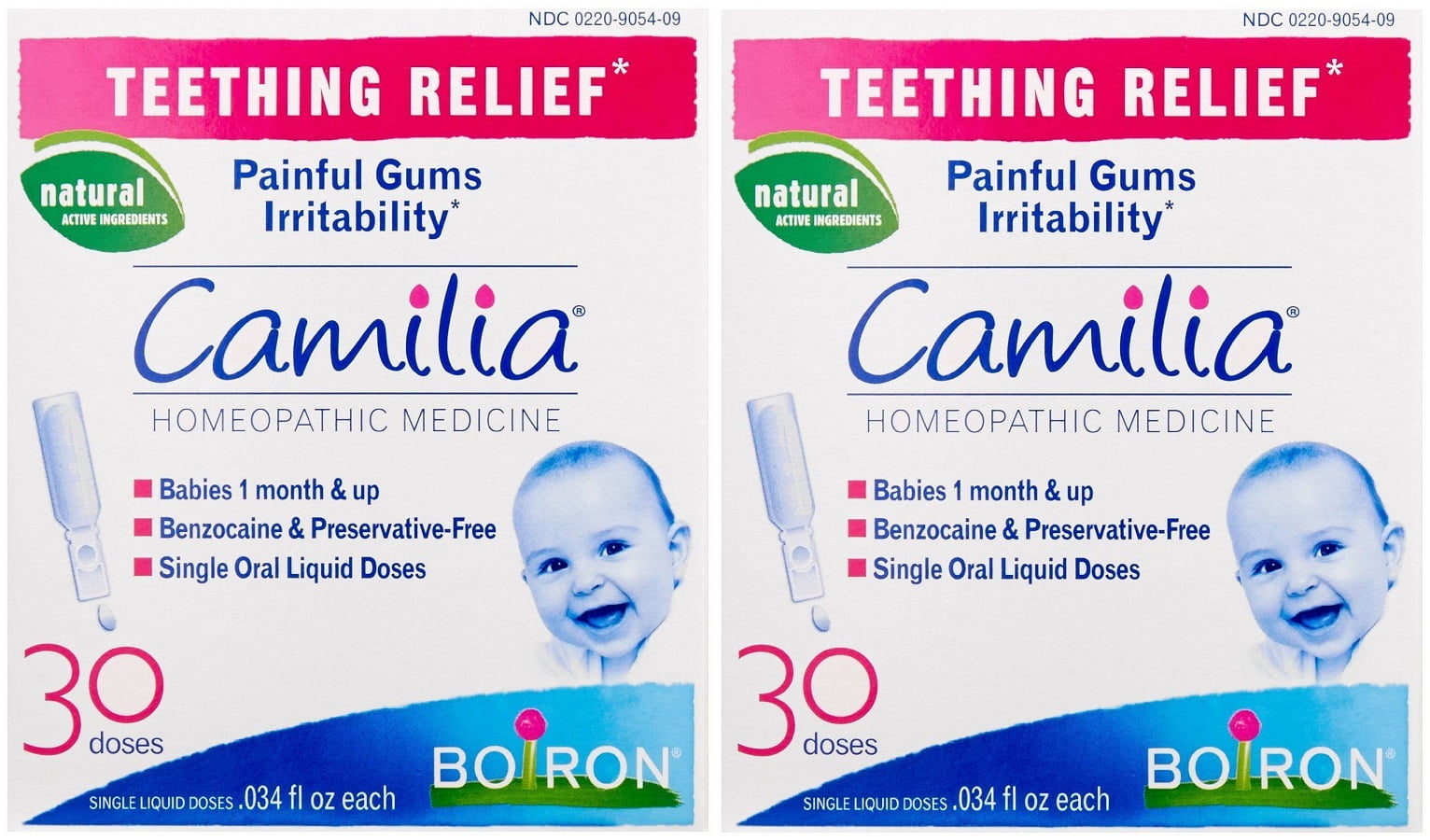 2 Pack Boiron Camilia Teething Relief, 30 Count Ea (0.034 fl oz each