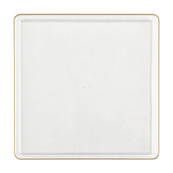 EcoQuality 5" inch Disposable Square Translucent Clear Plastic Plates with Gold Rim, China Like Party Plates, Heavy Duty Dessert Plate, Salads, Weddings, Baby Showers, Catering, Non Toxic (10)