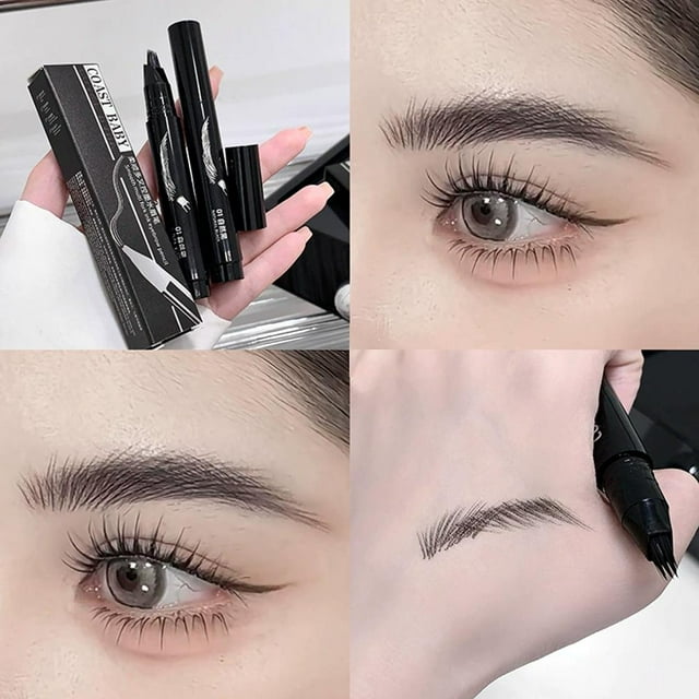 Stylo Tatouage pour Sourcils Microblading 3D, Crayon à Sourcils Liquide à Multiples Fourches avec Pointes Fines, Imperméable et Anti-Bavures pour des Sourcils Réalistes et Naturels Semblables aux Poils, 1,25 ml