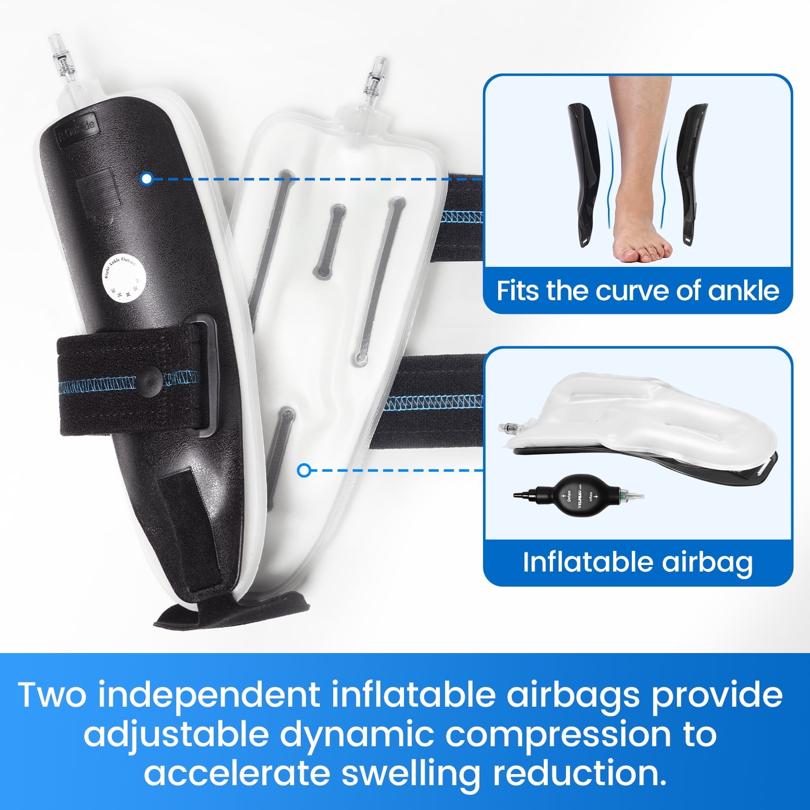 Velpeau Air Gel Stabilizer Brace for Ankle Sprain, Tendonitis Support for Men & Women,Achilles Tendon Compression Relief,Fracture Treatment,Hot & Cold Therapy(Small,Left)