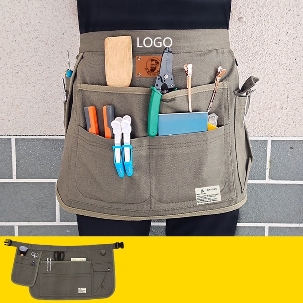 HUONA Half Apron Skirt Apron Canvas Apron Pocket Beauty Half length Apron Artisan Electrician Apron Wear Resistant Buckle Apron Dirty Proof Industrial Garden Tools Storage Blue