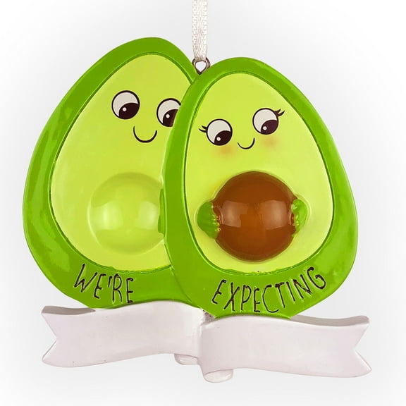 Avocado We're Expecting Christmas Round Disc Ornament