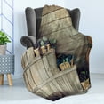 thumbnail image 4 of Vineyard Soft Flannel Fleece Throw Blanket, Various Grapes in Wooden Wicker Basket Ivy Viniculture Gourmet Organic Photo, Cozy Plush for Indoor and Outdoor Use, 60" x 80", Brown Purple, by Ambesonne, 4 of 5
