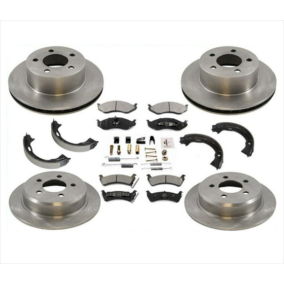 Front & Rear Disc brake Rotors & Ceramic Pads 8Pc fits 93-98 Jeep Grand Cherokee