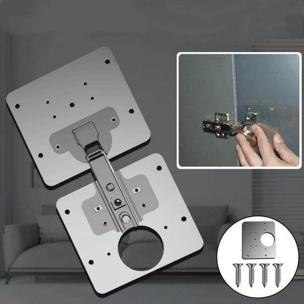 licencia de reparación de s de pequeña sala, Kit de reparación de s de pequeña sala de cocina de material acero inoxidable con tornillos, licencia de Placa + 4 tornillos perfecl Placa de reparación de bisagras