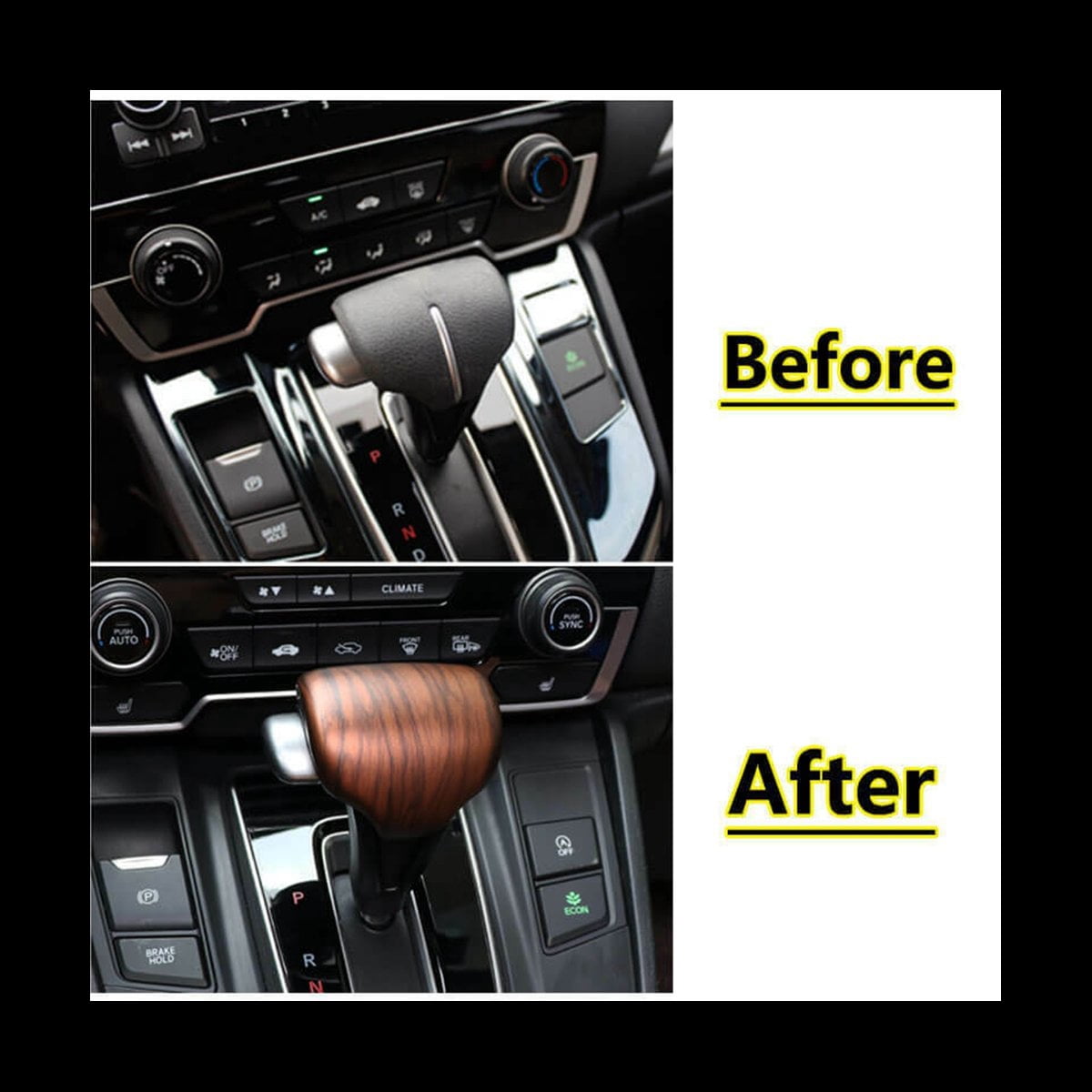 5X ABS Peach Wood Grain Gear Lever Shift Knob Cover Trim for -V 2017-2020