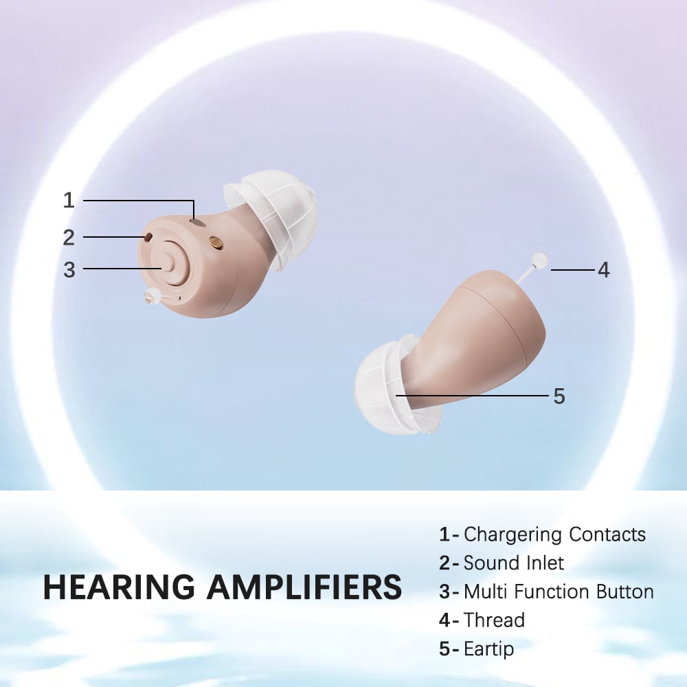 Jinghao Personal Sound Amplifier Product  CIC for Ears for Seniors Adults with Rechargeable Charging Box