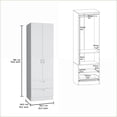 thumbnail image 2 of Chests & Wardrobes Modern White Armoire with Hanging Rod, 2 Drawers, 1 Shelf | 76.8"H | White | Engineered Wood, 2 of 8