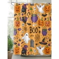 thumbnail image 2 of Fsddascl Halloween Shower Curtain Set - Standard 72" x 72" Washable Bathtub Curtain with 12 Hooks, Orange Cartoon Pumpkin Cat Star Bat Country Waterproof Fabric Stall Shower Curtains for Bathroom, 2 of 6