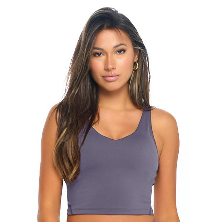 Natural Uniforms Women’s Longline Wirefree Padded Medium Support Sports Bra  (Small, Charcoal)