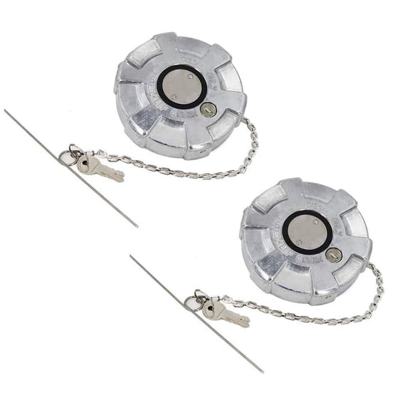 2 Pack 4" Fuel Tank Cap Fits and Rubber Gasket Seal, 13" Safety Chain w/ 8" Bail & Two Keys for Mack/International 9200, 9400, 9600, 9900 Models Replaces OEM 600180, 600181-6