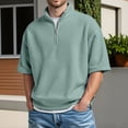 thumbnail image 2 of Waffle Polo Shirts for Men Summer Casual Fashion Short Sleeve Stand Collar Quarter Zip Pullover Plain Tshirts, 2 of 5